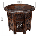 thumbnail image 2 of Mesa auxiliar redonda de madera tallada - pequeña mesa de centro para salón - mesa decorativa, 2 of 2