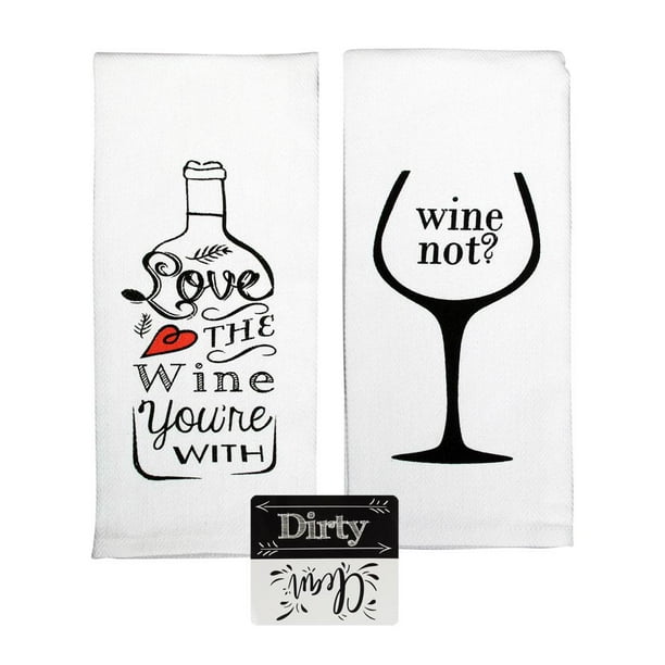 Funny Kitchen Towels With Sayings Wine Kitchen Towels Set Of 2 Wine Lover Gifts Walmart Com Walmart Com