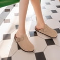 thumbnail image 2 of Comwarm Vegan Suede Clogs for Women Men, Arch Support Leather Mules Potato Sandals Shoes with Cork Footbed, Apricot, 2 of 6