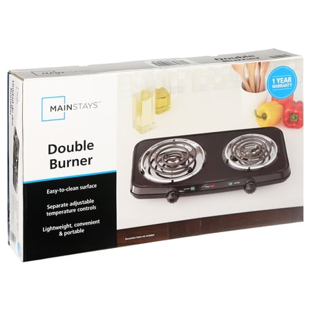 Mainstays Double Burner, 120V~ 1800W, Portable, Easy to Cook, Elegant Classic Design, 3.28 lbs
