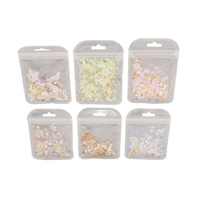 Juego De Decoración De Uñas, Brillo Irregular Colorido, 6 Piezas De Dices De Uñas Para Arte De Manicura
