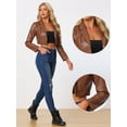 thumbnail image 2 of DARING DIVA Women's Single Breasted Blazer Moto PU Fashion Jacket M Brown, 2 of 6