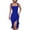 Blue, variant on Jinhomg Women's Bodycon Dresses Sleeveless Ruched Midi Dress Fashion Square Neck Side Slit Tank Dress Ruffle Hem Club Party Dresses White XL