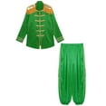 thumbnail image 3 of Mufeng Men's Sergeant Pepper Jacket Musician Cosplay Jacket Zipper Front Satin Jacket Coat with Harem Pants Green XXL, 3 of 5