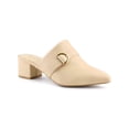 thumbnail image 1 of BLISSFUL STEP Women's Shoes Buckle Strap Pointed Toe Chunky Heel PU Vamp Mule Shoes Beige 6, 1 of 8