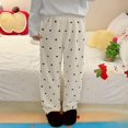 thumbnail image 2 of Bibifish Womens Pants Black Polka Dot Print Fuzzy Fabric Elastic Waisit Loose Leg Fit Casual Cold Weather Home Wear Warm Cute Pants For Ladies, 2 of 6