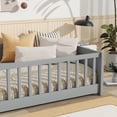 thumbnail image 3 of Miniyam Wood Twin Size Floor Bed with Built-in Book Storage Rack for Toddler, Gray, 3 of 5