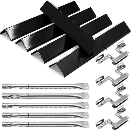 DYJP Grill Replacement Parts for Brinkmann 5 Burner 810-1750-S, 810-1751-S, 810-3551-0 Gas Grill, Stainless Steel Heat Plates, Grill Burner, Crossover Tube for Brinkmann Grill Replacement Parts