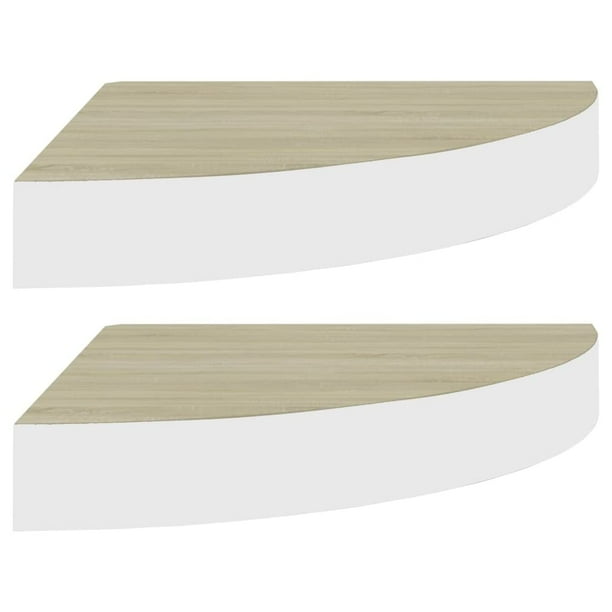 Estantería de esquina VidaXL en forma de panal de madera MDF/metal en forma de panal de roble y blanco, 2 unidades