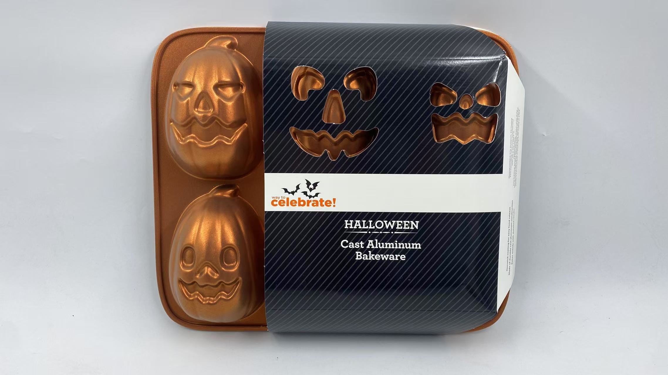 Way to Celebrate Pumpkin Cast Aluminum 6-Cavity Baking Pan, Orange lridescent