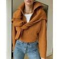thumbnail image 2 of FreshPretty Women’s Casual Long Sleeve Half Zip Pullover Sweaters Solid V Neck Collar Ribbed Knitted Loose Slouchy Jumper Tops, 2 of 7