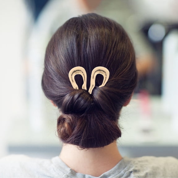 NICEXMAS 2Pcs Zinc Alloy Golden Hair Pins U Shape Metallic Finish for Fashion Hairstyles