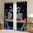 thumbnail image 2 of Manfei Couple Neon Skeleton Curtains Pack of 2 (42x84 Each), Romantic Gothic Halloween Curtains Blackout, Valentines Day Bedroom Curtains, Living Room Curtains Decor, 2 of 6
