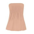 thumbnail image 4 of Prdecexlu Tube Tops for Women Plus Size Strapless Smocked Ruffled Cute Off the Shoulder Tank Tops Sleeveless Holiday Shirts Casual Backless Flare Hem Summer Blouses Beige L, 4 of 7
