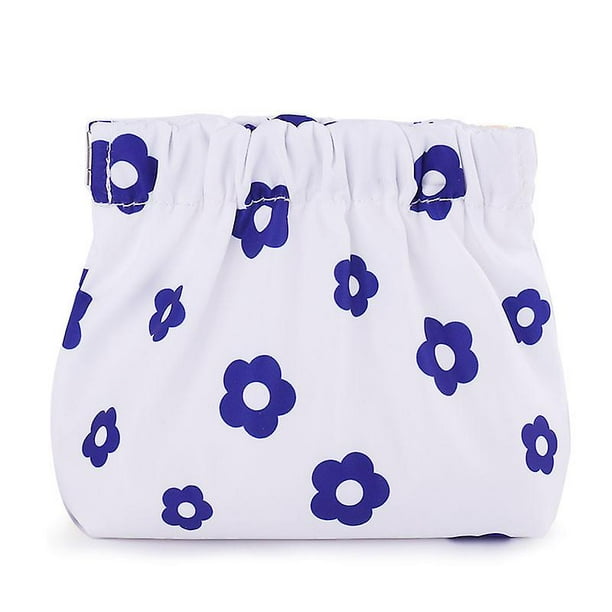 Bolsa de almacenamiento con estampado de metralla a prueba de agua, bolsa de cosméticos para llevar llaves, lápiz labial, mini monedero de almacenamiento (agua azul amor L) S, orquídea de cuatro hoj