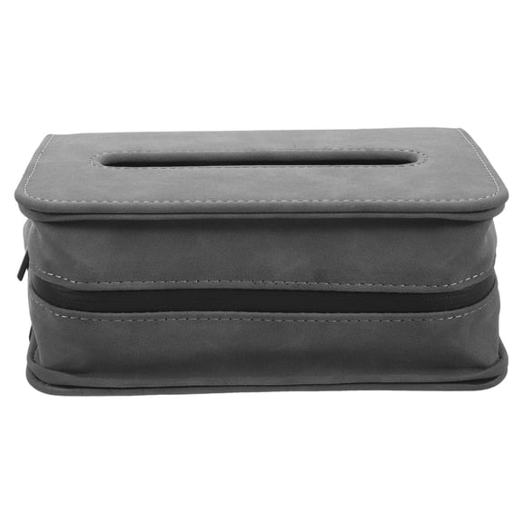 ibasenice Grey Sheepskin Car Tissue Box Holder with Armrest Storage Organizer for a Clean and Stylish Vehicle Interior