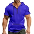 thumbnail image 2 of Styesk T Shirts for Man Men Solid Color Summertime Short Sleeve Hooded Zipper Pocket Shirt Top, 2 of 4