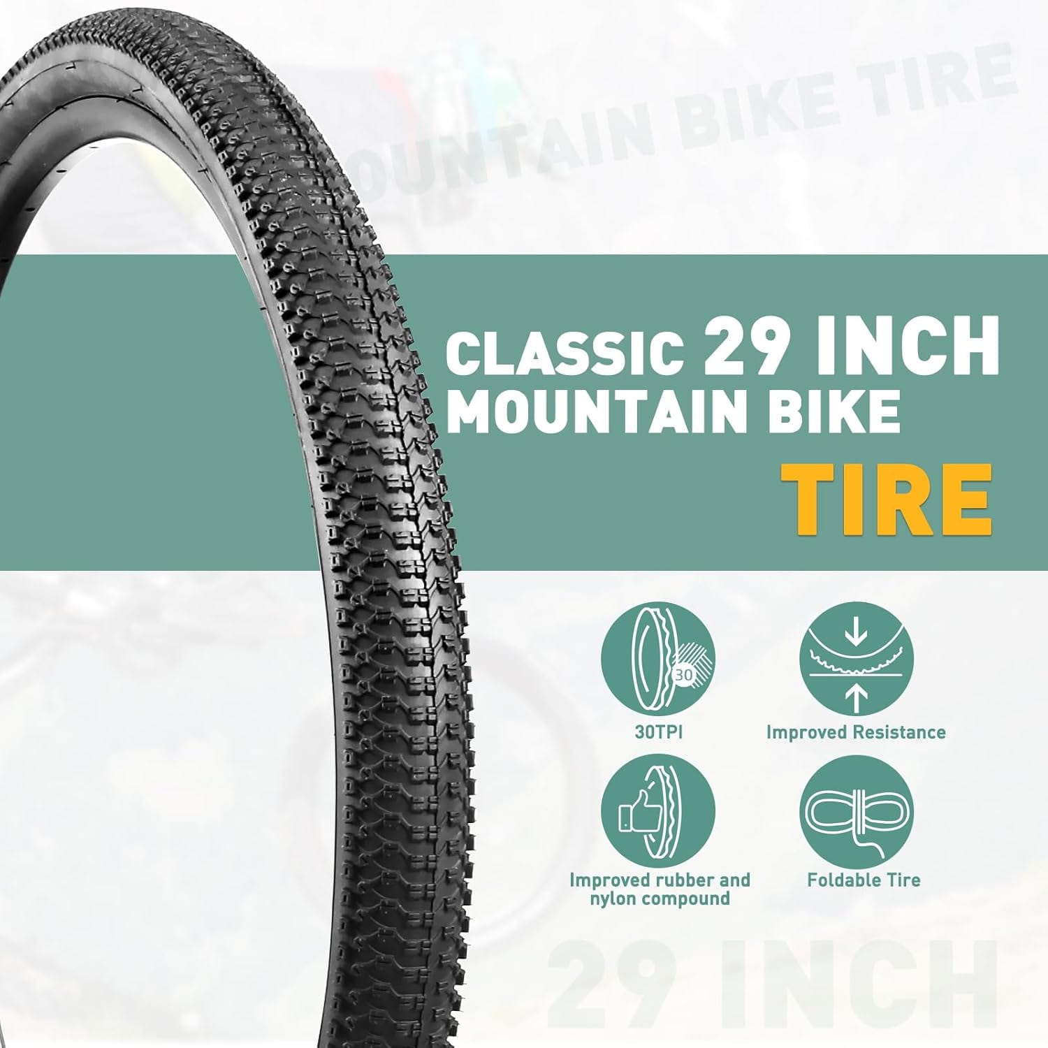 26x1 95 Bike Tire 2-Pack Mountain Bike Tires Inner Tubes Set 24