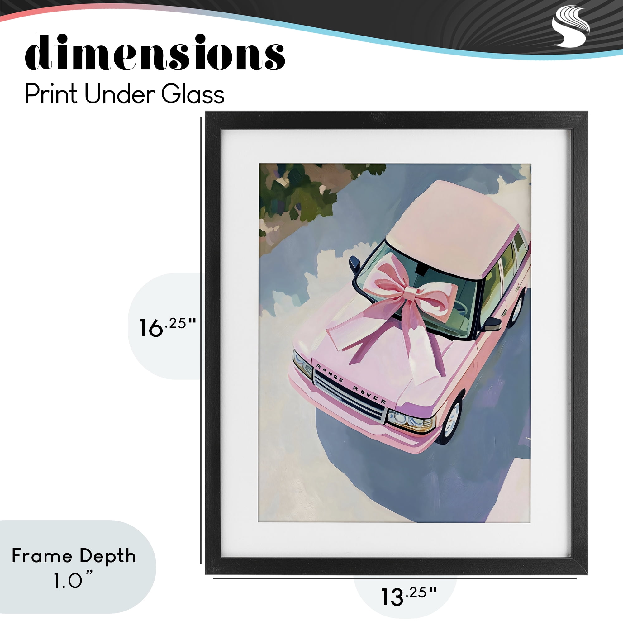 Stupell Industries Pink Luxury Rover with Ribbon Black Framed Print Under Glass, design by The Prints Vibe