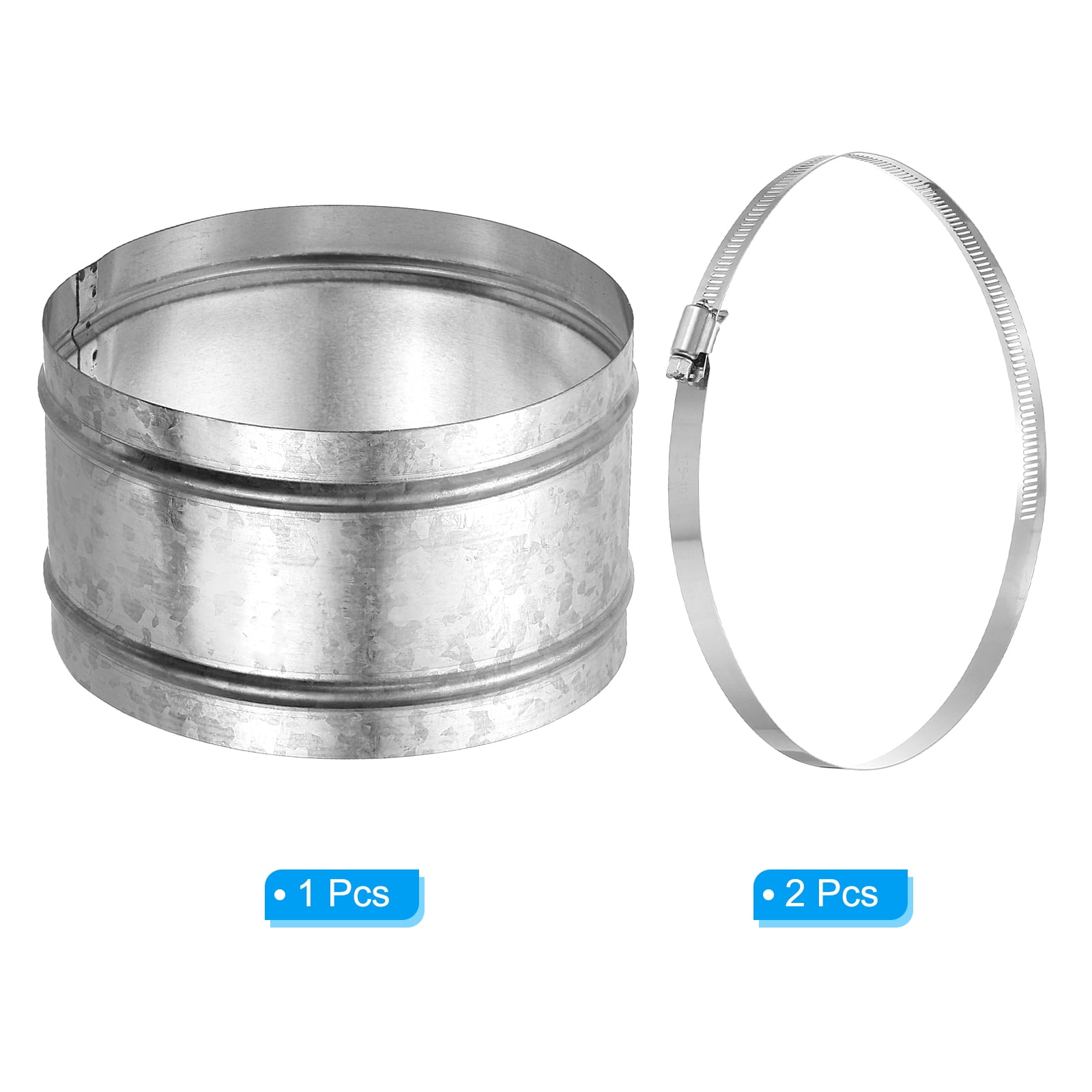 Uxcell 6.7" Duct Connector, 1 Set Galvanized Iron Duct Coupling Vent Coupler Dryer Pipe Coupling Hose Extension Connector with Duct Clamps for HVAC Exhaust Fan Vent Systems, 4" Long