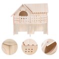 thumbnail image 2 of Casa de villa, casa de construcción, casa de ardilla, cabaña de madera, casa de cabaña, jaula de madera para hámster, accesorio, juguete de exploración de hámster de doble capa, 2 of 8