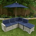 thumbnail image 3 of KidKraft Ensemble modulaire extérieur avec pouf, parasol et coussins – gris bois de grange et marine, 3 of 7