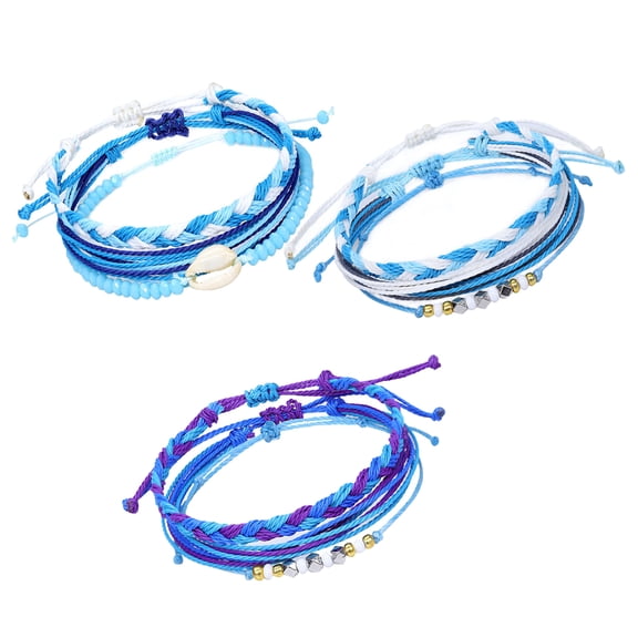 Pretyzoom 3-Pack Hand Woven Waxed Thread Bracelets Set, Stylish Daily Wear Accessories for Men and Women