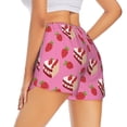thumbnail image 4 of Picia Strawberry Cake Pattern Women's 2 in 1 Athletic Running Shorts High Waisted Workout Casual Gym Sweat Shorts with Comfy Liner Zipper Pockets-Large, 4 of 9