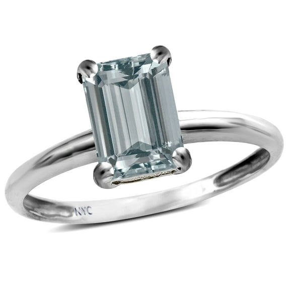 Star K � Classic Octagon Emerald Cut 8x6mm Genuine Aquamarine Solitaire Engagement Promise Ring