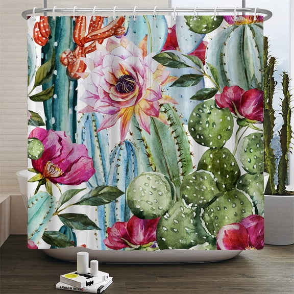 Gre Plant Cactus Printed Shower Curtain Nordic style Simplicity Bathroom Shower