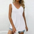 thumbnail image 4 of Women's Flowy Pleated Ruffle Sleeveless V Neck Tank Top Casual Summer Tunic Blouse Comfortable Shirt, 4 of 5