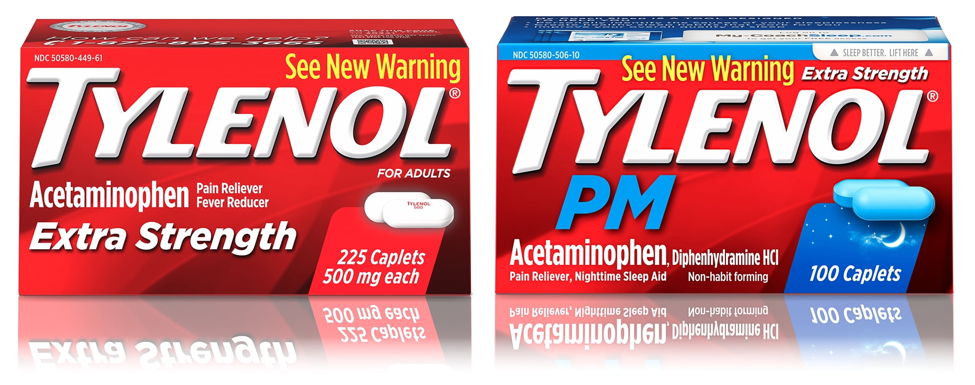 Tylenol Extra Strength Fever Reducer and Pain Reliever Caplets Day & Night Bundle