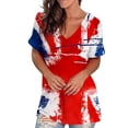 thumbnail image 2 of Hauts d'Été Grande Taille pour Femmes Chic Femmes T-Shirts à Col Rond Imprimés Manches Courtes T-Shirt Blouse Hauts Amples T-Shirt à Col en V Femmes en Liquidation, 2 of 5