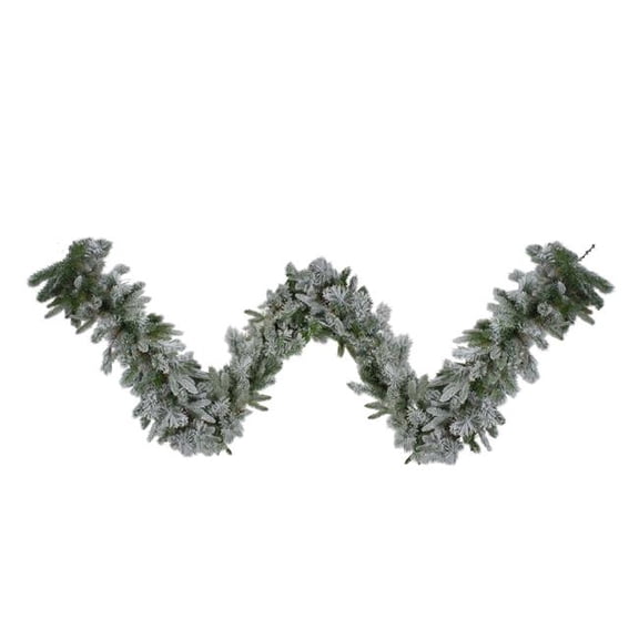 9 ft. x 14 in. Flocked Rose Mary Emerald Angel Pine Artificial Christmas Garland - Unlit
