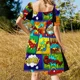 thumbnail image 3 of Vestido sin mangas con paneles de cómic coloridos vestidos de falda para mujer, 3 of 5