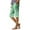 Light Green, variant on Women's Stylish Floral Pattern Elastic Waist Casual Bermuda Shorts with Side Pockets, Knee-Length Design for Everyday Outdoor Activities,Cyan XL