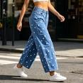 thumbnail image 5 of Hvogkswy Women High Waist Polka Dot Cropped Wide Leg Jeans Trendy Stretch Denim Pants Washed Vintage Casual jeans for 2026, 5 of 9
