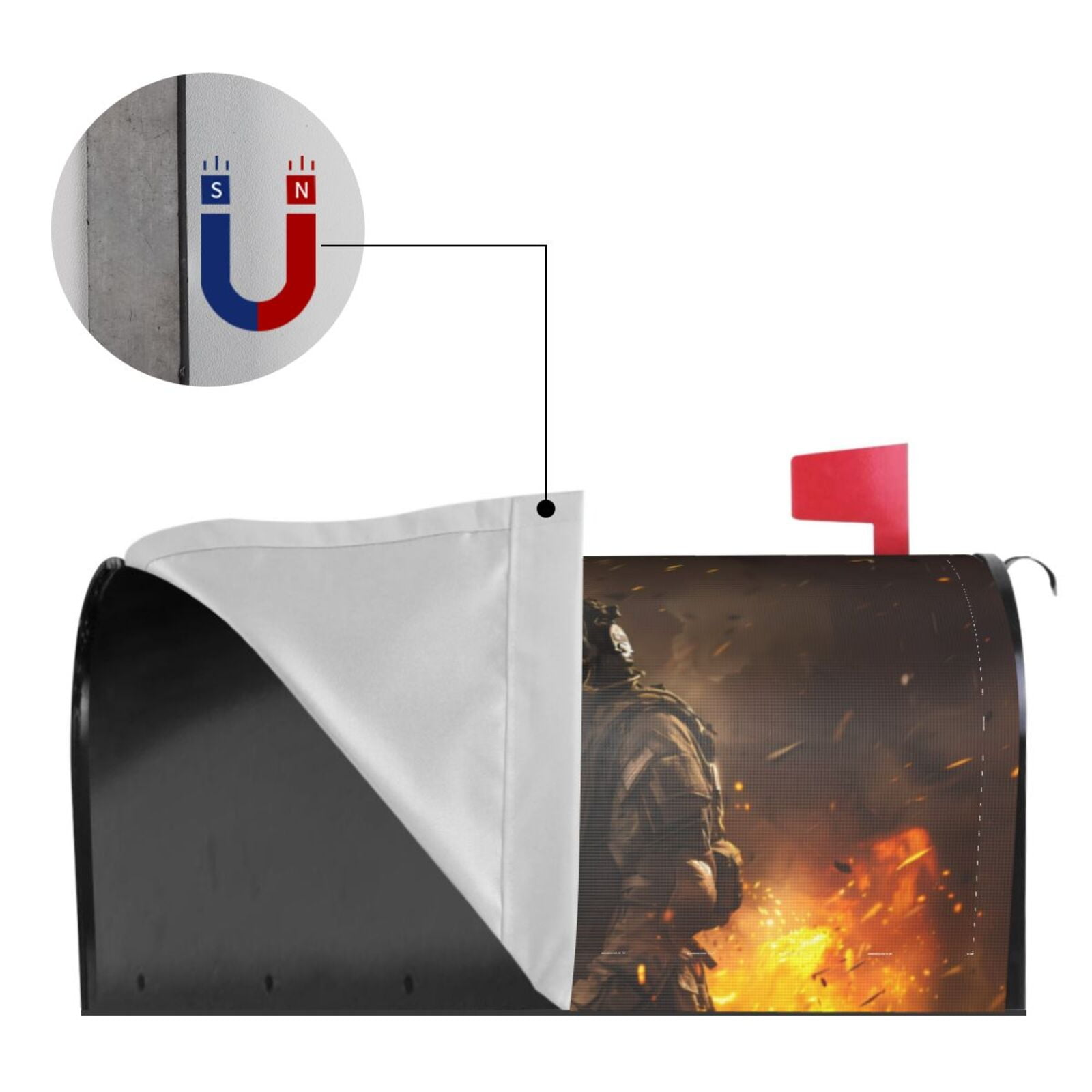 Logiee Apocalyptic Skull Soldier Print Post Letter Box Wrap Decor, Mailbox Cover Suitable for Standard Mailbox and Large Size Mailbox,Outdoor Yard Decoration-25.5x21 in