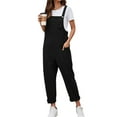 thumbnail image 3 of Arvbitana Women Bib Pants Overalls Sleeveless Solid Color Sling Wide Leg Pants Casual Baggy Jumpsuits with Pockets, 3 of 5