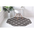 thumbnail image 3 of Unique Loom 3151642 5 x 5 ft. Rounded Trellis Frieze Octagon Rug, Dark Gray, 3 of 5
