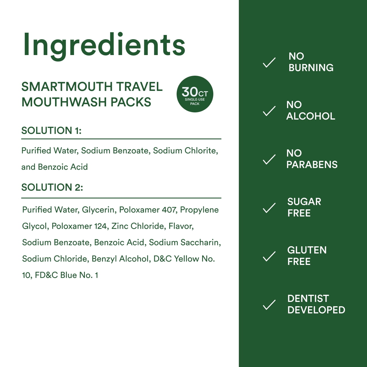 SmartMouth Original Activated Mouthwash Single Packs, Travel Mouthwash, Fresh Mint, 30 Pack