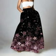 thumbnail image 3 of YUEJUIR Womens Skirts Women Floral Print Skirt High Waist Party Beach Pocket Long Maxi Skirt Flowy Skirt Linen Skirts for Women (Purple,M), 3 of 5
