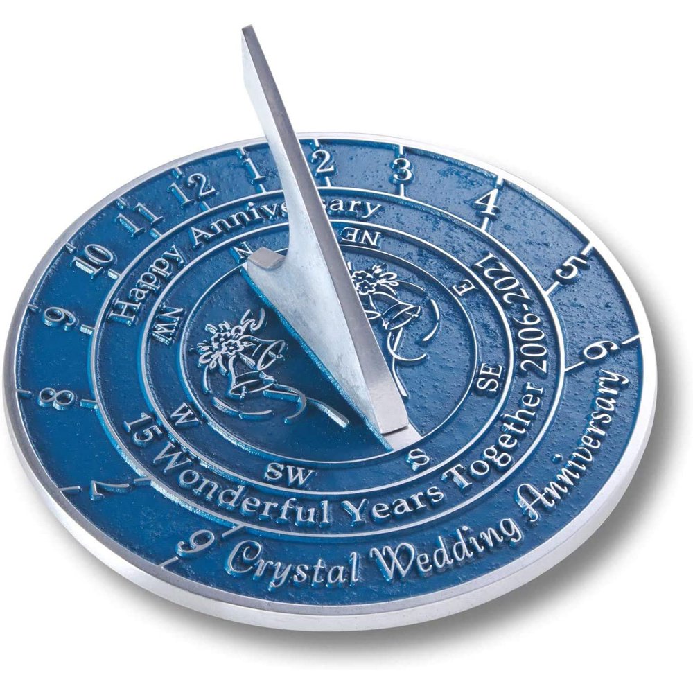 NauticalMart 15th Crystal Wedding Anniversary Sundial Gift Idea Is A