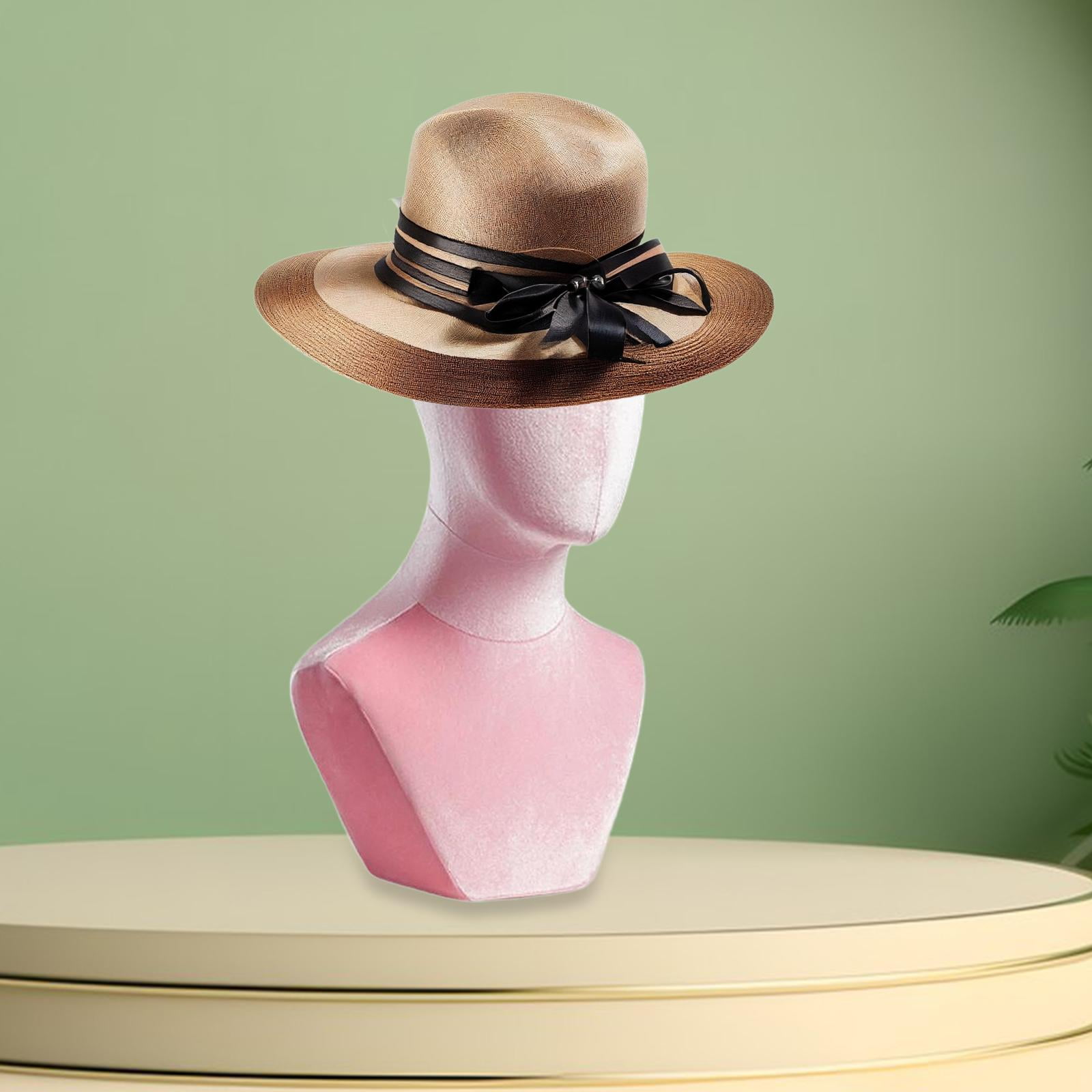 Serenable Mannequin Head Manikin Head Model Stable Base Professional Elegant Holder Hat Display Stand for Jewelry Hair Accessories Pink