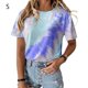 thumbnail image 1 of Camiseta de mujer Cuello redondo Manga corta Tie-dye Printed Casual Top, Azul, S Yuarrent AP000470-05, 1 of 7