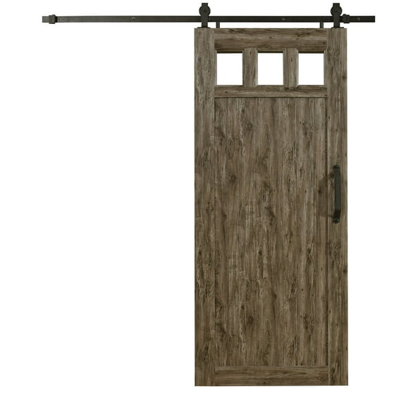 Spectrum Millbrooke PVC Barn Door with PVC Window Size 36"wide x 84"high - Kit *Requires Assemblly* Weathered Grey Color