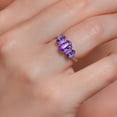 thumbnail image 5 of Gem Stone King 10K White Gold Purple Amethyst and White Lab Grown Diamond 3 Stone Engagement Ring for Women (2.14 Cttw, Gemstone Birthstone, Available in Size 5, 6, 7, 8, 9), 5 of 6