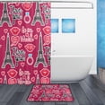 thumbnail image 2 of FREEAMG Beautiful Paris Eiffel Tower Bath Curtain Rugs Sets 2 Pcs, Bathroom Theme Set with Shower Curtain and Non-Slip Carpet -12 Hooks-60X72in, 2 of 7