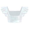 thumbnail image 5 of iiniim Girls Metallic Hip Hop Dance Tops Square Collar Ruffle Sleeve Ballet Shiny Jazz Performance Dancewear White 12, 5 of 7