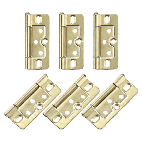 Uxcell 6Pcs 3x1.4 Pulgadas Bisagras de Puerta No Mortaja Sin Ruido Bisagras Plegables para Muebles de Gabinete Ventana Armario